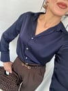 Lacivert Saten Gömlek