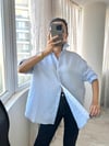 Mavi Çizgili Dantel Detaylı Oversize Gömlek