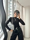 Siyah Dik Yaka Transparan Bluz 