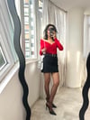 Siyah Kemerli Mini Kaşe Etek