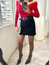 Siyah Kemerli Mini Kaşe Etek