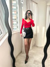 Siyah Kemerli Mini Kaşe Etek