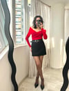 Siyah Kemerli Mini Kaşe Etek