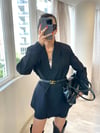 Siyah Oversize Vatkalı Blazer Ceket