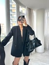 Siyah Oversize Vatkalı Blazer Ceket