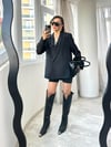 Siyah Oversize Vatkalı Blazer Ceket