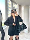 Siyah Oversize Vatkalı Blazer Ceket