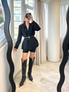 Siyah Oversize Vatkalı Blazer Ceket
