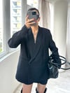 Siyah Oversize Vatkalı Blazer Ceket