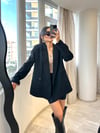 Siyah Oversize Vatkalı Blazer Ceket