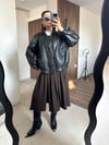 Siyah Suni Deri Bomber Ceket