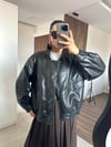 Siyah Suni Deri Bomber Ceket