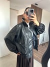 Siyah Suni Deri Bomber Ceket