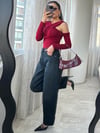 Siyah Taşlanmış Yüksek Bel Balon Jean