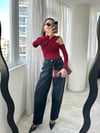 Siyah Taşlanmış Yüksek Bel Balon Jean
