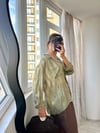 Yağ Yeşili Transparan Oversize Gömlek