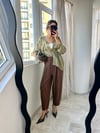 Yağ Yeşili Transparan Oversize Gömlek