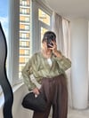 Yağ Yeşili Transparan Oversize Gömlek