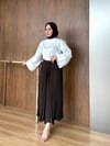 Pliseli Şifon Etek - Acı Kahve