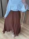 Pliseli Şifon Etek - Kahve
