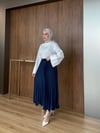 Pliseli Şifon Etek - Lacivert