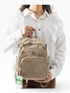 Camel  Küçük boy Krinkle kumaş çok gözlü kadın sırt çantası ve kol çantası olarak kullanılabilir ebat 27cm24