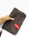 Kahve Süet gerçek deri nubek   deri  Kadın clutch çanta kılaç çanta portföy çanta el çantası ebat 20cm30