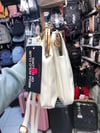 Krem  klipsli çanta postacı model ebat 20cm15