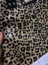 Leopar büyük parlak simli iç deri geniş iki kullanımlı ebat 55cm45