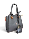 Nas Bag Kadın Charmlı Mini El ve Çapraz Çanta (en :19 cm , boy:15 cm) Siyah Taba Lopez