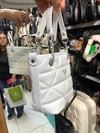 Nas Bag Mini Kadın Zincirli Kapitone El ve Çapraz Çanta 1305 beyaz Dona (19x19)