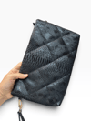 Siyah  baskılı  deri  Kadın clutch çanta kılaç çanta portföy çanta el çantası ebat 20cm30