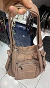 Yıkanmış deri sırt ve kol çantası 37cm35
