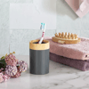 Minihome Limpia Bambu Görünümlü 5'li Banyo Seti Antrasit
