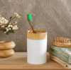 Minihome Limpia Bambu Görünümlü 5'li Banyo Seti Beyaz