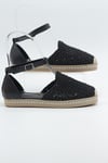 MASİSMASİS RİSA SİYAH ÖRGÜ ESPADRİL SANDALET