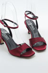 MASİSMASİS SDORF BORDO SATEN TOPUKLU SANDALET