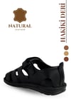 SERMODA , Sandals , %100 Hakikiki Deri Burun Kapalı Erkek Sandalet Şırıngıl Siyah