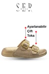 SERMODA , Kadın Terlik & Sandalet Modelleri ve Fiyatları | Sermoda , Çift Toka Kadın Terlik - Rahat ve Esnek Tabanlı Ayarlanabilir Bantlı Kadın Terlik Altın
