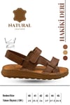 SERMODA , Sandals , Hakiki Deri Erkek Sandalet - Yumuşak Kalın Tabanlı Hakiki Deri Erkek Sandalet Şırıngıl Taba