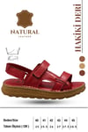 SERMODA , Sandals , Hakiki Deri Erkek Sandalet - Yumuşak Kalın Tabanlı Hakiki Deri Erkek Sandalet Kırmızı