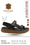 SERMODA , Sandals , Hakiki Deri Erkek Sandalet - Yumuşak Kalın Tabanlı Hakiki Deri Erkek Sandalet Siyah
