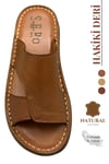 SERMODA , Slippers , Hakiki Deri Erkek Terlik - Yumuşak Kalın Taban Tabanlı Hakiki Deri Erkek Terlik A Taba