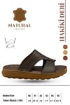 SERMODA , Slippers , Hakiki Deri Erkek Terlik - Yumuşak Kalın Taban Tabanlı Hakiki Deri Erkek Terlik A Kahve