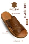 SERMODA , Slippers , Hakiki Deri Erkek Terlik - Yumuşak Kalın Taban Tabanlı Hakiki Deri Erkek Terlik 3D Taba