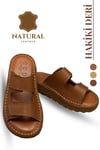 SERMODA , Slippers , Hakiki Deri Erkek Terlik - Yumuşak Kalın Taban Tabanlı Hakiki Deri Erkek Terlik C Taba