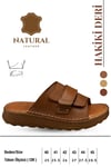 SERMODA , Slippers , Hakiki Deri Erkek Terlik - Yumuşak Kalın Taban Tabanlı Hakiki Deri Erkek Terlik YC Taba
