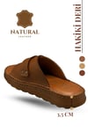 SERMODA , Slippers , Hakiki Deri Erkek Terlik - Yumuşak Kalın Taban Tabanlı Hakiki Deri Erkek Terlik YC Taba