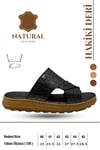 SERMODA , Slippers , Hakiki Deri Erkek Terlik - Yumuşak Kalın Taban Tabanlı Hakiki Deri Erkek Terlik 3D Siyah