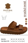 SERMODA , Slippers , Hakiki Deri Erkek Terlik - Yumuşak Kalın Taban Tabanlı Hakiki Deri Erkek Terlik C Taba